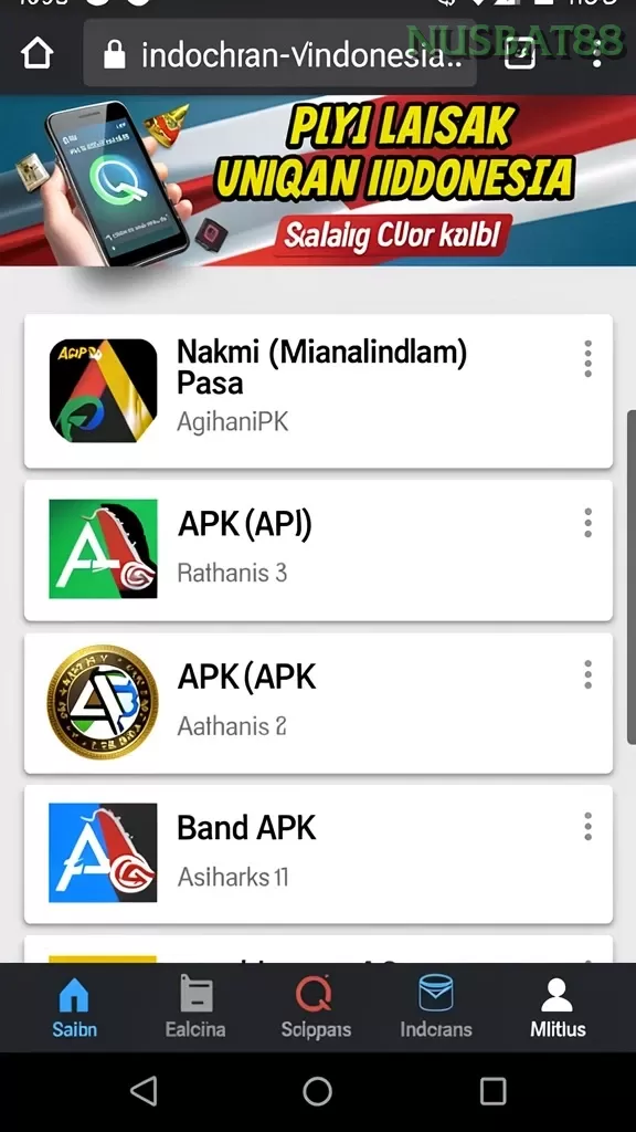 Cuplikan layar API303 — halaman utama